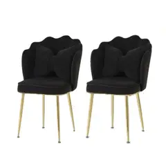 GENERICO - Pack de 2 Silla Sitial Fancy terciopelo base Dorada - Negro