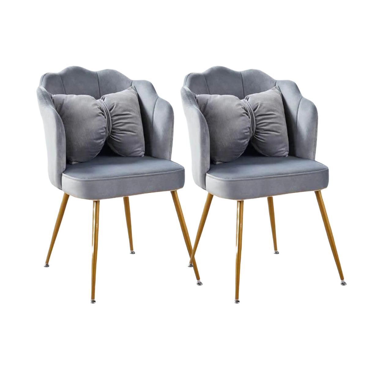 HABITA2 CHILE - Pack de 2 Silla Sitial Fancy terciopelo base Dorada - Gris