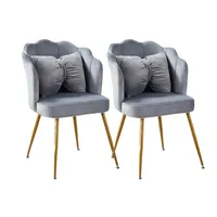 Pack de 2 Silla Sitial Fancy terciopelo base Dorada - Gris