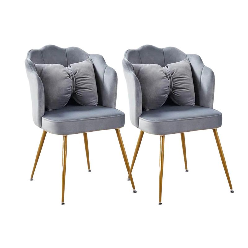 GENERICO - Pack de 2 Silla Sitial Fancy terciopelo base Dorada - Gris