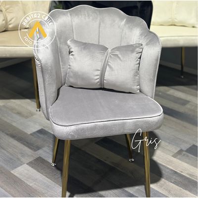 Imagen 2 del producto Pack de 2 Silla Sitial Fancy terciopelo base Dorada - Gris