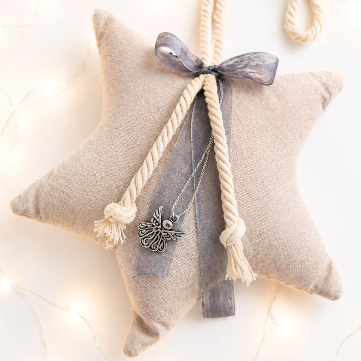 LAFANTINA - CUNERO ESTRELLA GRIS REGALO RELIGIOSO PARA BAUTIZO Y NACIMIENTO BEBÉ