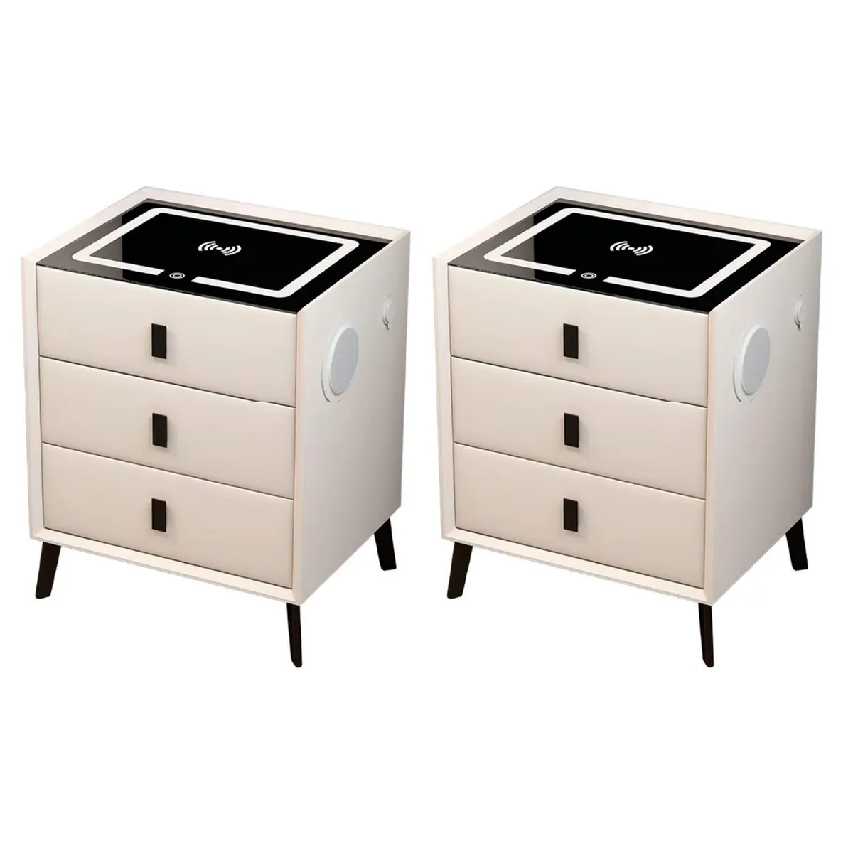 GLOBAL LATIN GROUP - Pack 2 Mesa de Noche Inteligente Cajones Tecnología Integrada - Blanco