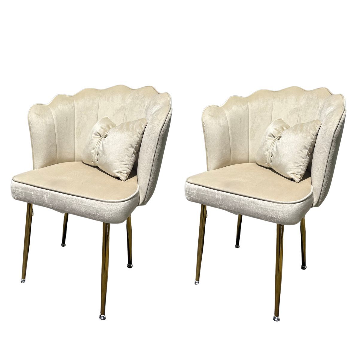 HABITA2 CHILE - Pack de 2 Silla Sitial Fancy terciopelo base Dorada - Beige