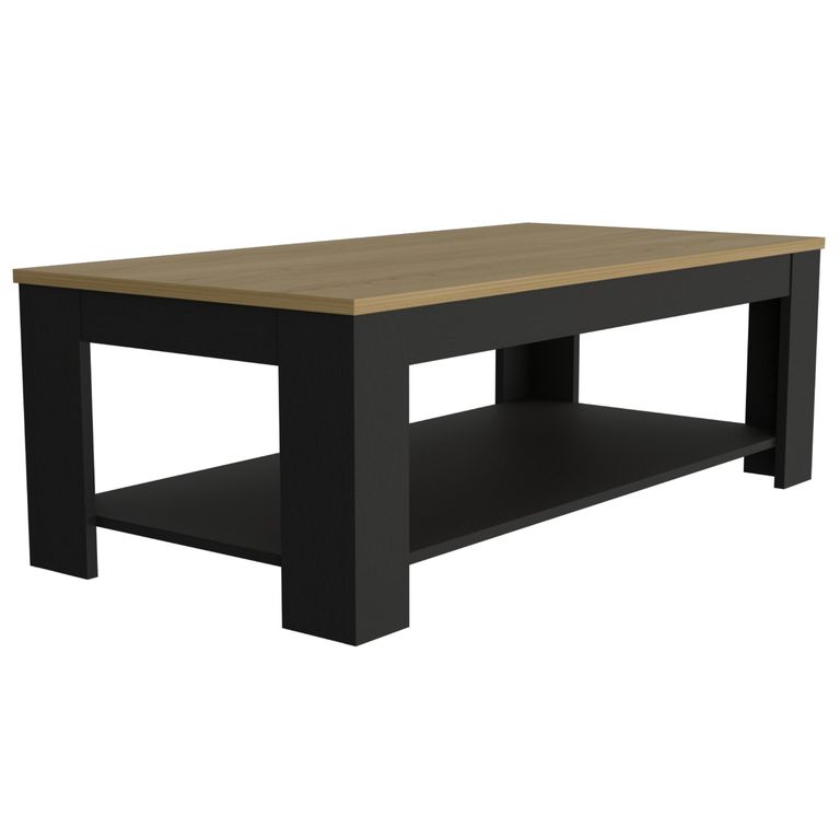 Mesa De Centro 120X60X415 Cm Cafe Claro Y Negro