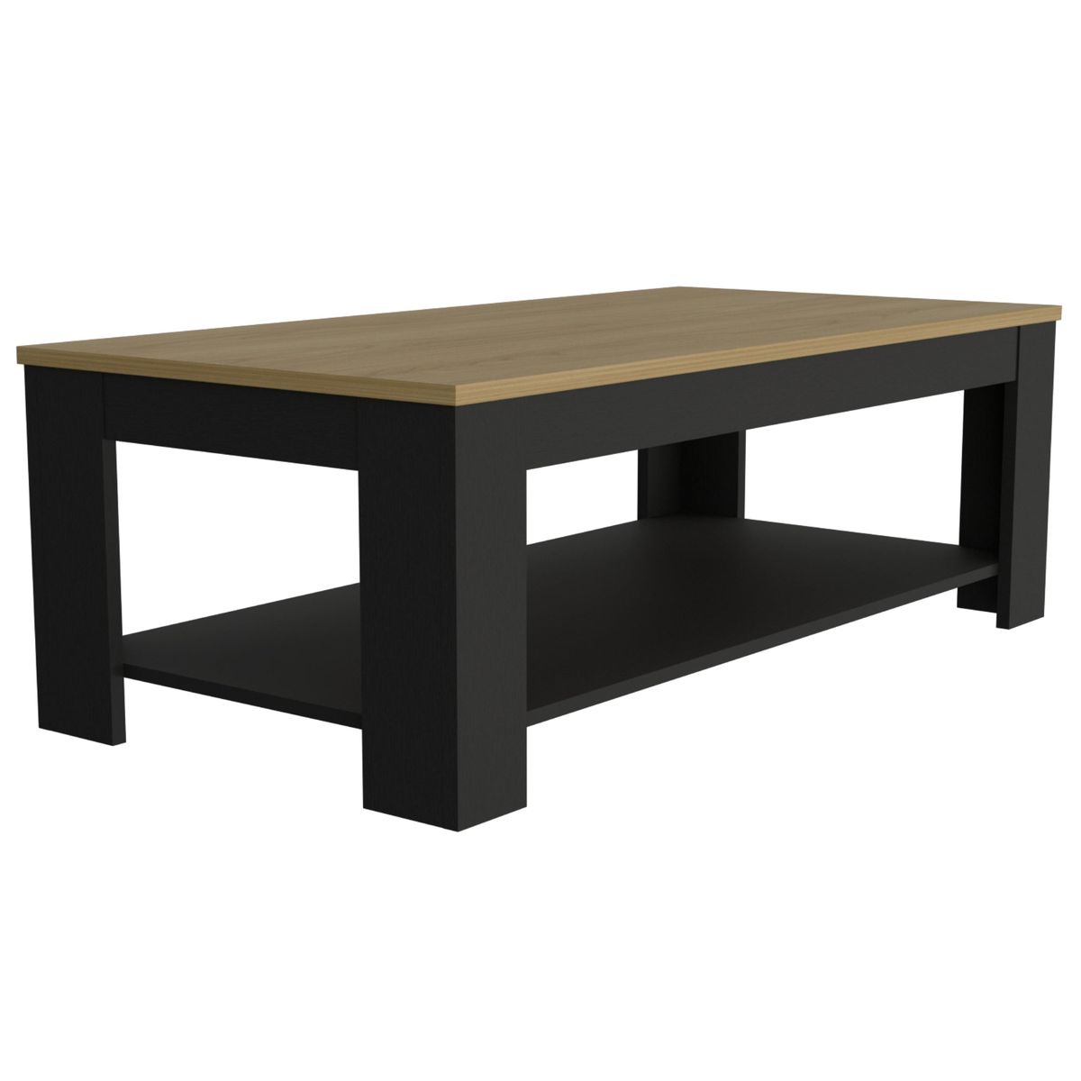 FMFURNITURE - Mesa De Centro 120X60X415 Cm Cafe Claro Y Negro