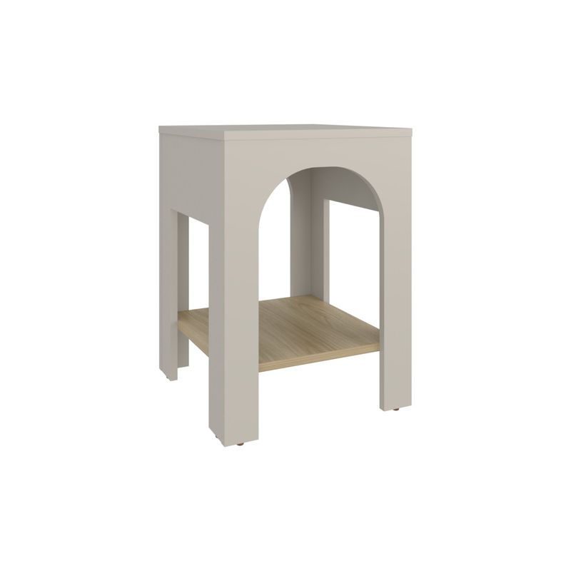 FMFURNITURE - Mesa Lateral 52X375X375 Cm Beige Y Café Claro
