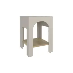 FMFURNITURE - Mesa Lateral 52X375X375 Cm Beige Y Café Claro