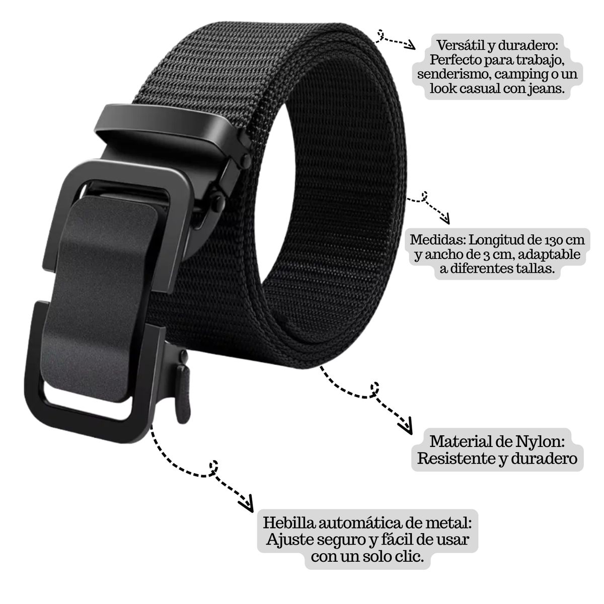 EKOL TACTICA MILITAR - Cinturón Táctico De Nylon Con Hebilla Metálica Automática