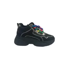 HERIEL - Zapatilla Negra Cordones Multicolor