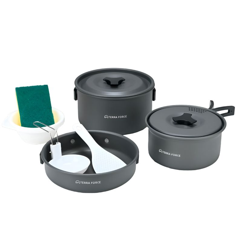 TERRA FORCE - SET OLLAS ALUMINIO ANTI-ADHERENTE 3 PIEZAS GRIS