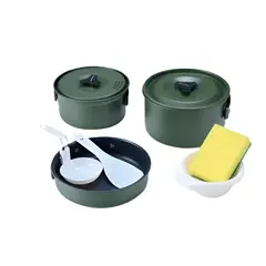 TERRA FORCE - SET OLLAS ALUMINIO ANTI-ADHERENTE 3 PIEZAS VERDE MILITAR