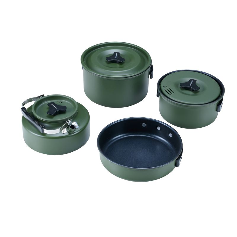 TERRA FORCE - SET OLLAS ALUMINIO ANTI-ADHERENTE 4 PIEZAS VERDE MILITAR