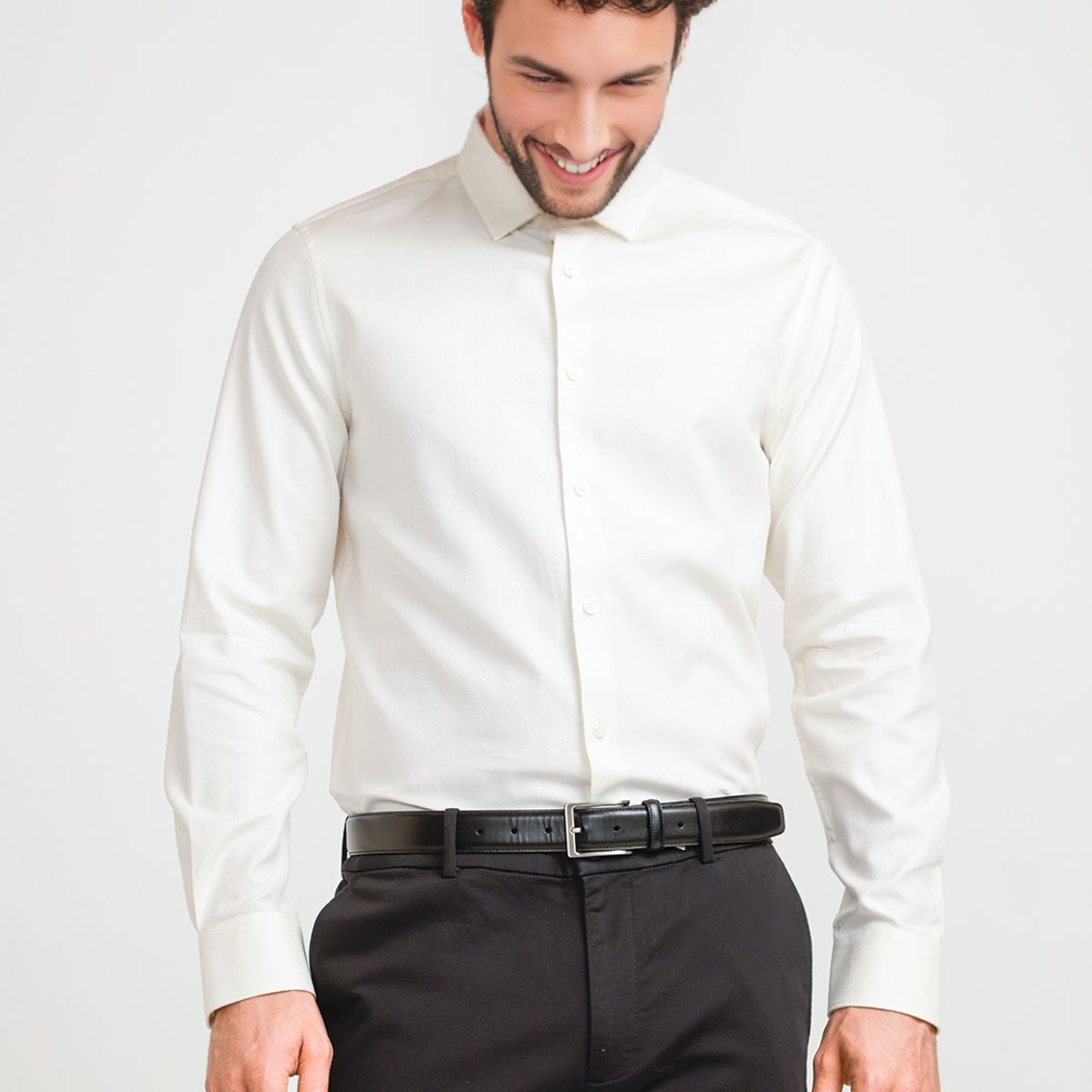 PERRY ELLIS - Camisa Hombre Dobby Beige