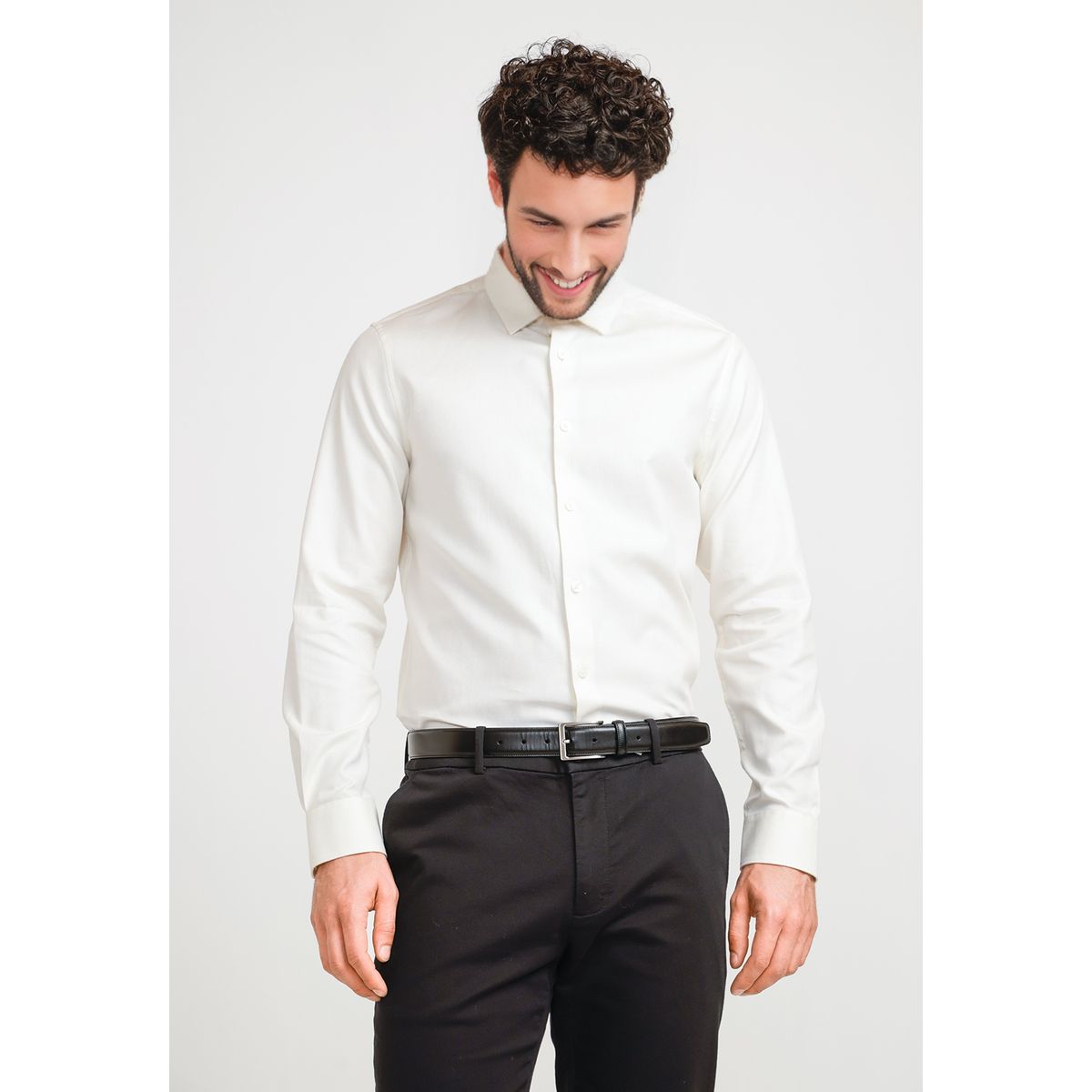 PERRY ELLIS - Camisa Hombre Dobby Beige