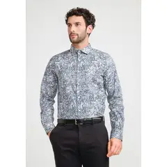 PERRY ELLIS - Camisa Hombre Stretch Estampada Taupe
