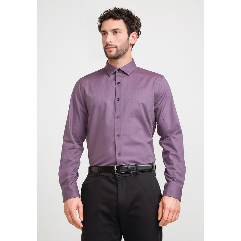 PERRY ELLIS - Camisa Hombre Jacquard Morado