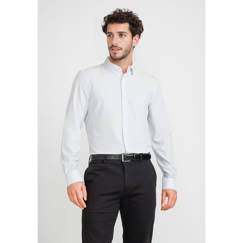 PERRY ELLIS - Camisa Hombre Total Stretch Estampada Beige