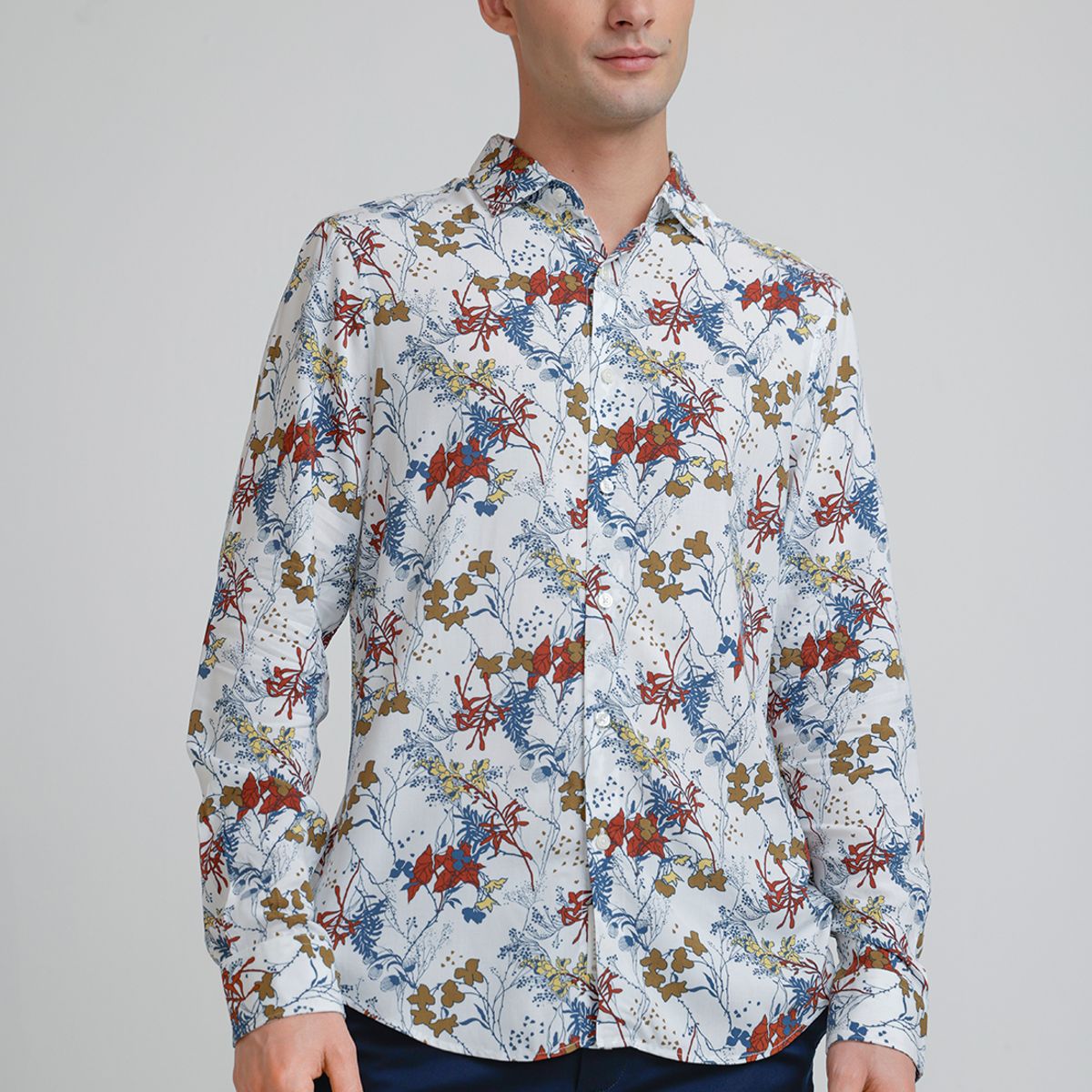 PERRY ELLIS - Camisa Hombre Viscosa Estampada Beige