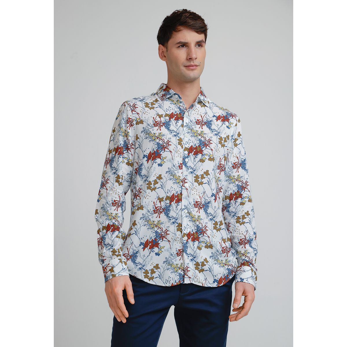PERRY ELLIS - Camisa Hombre Viscosa Estampada Beige