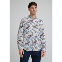 Camisa Hombre Viscosa Estampada Beige