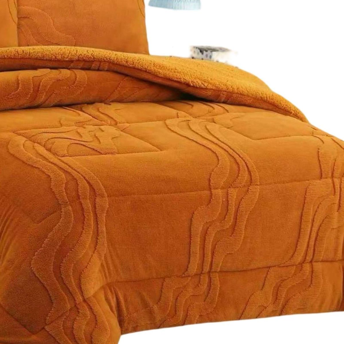 GENERICO - CUBRECAMA DISEÑO 2025 CON CHIPORRO SUPER KING 250 CM X 270 CM NARANJA