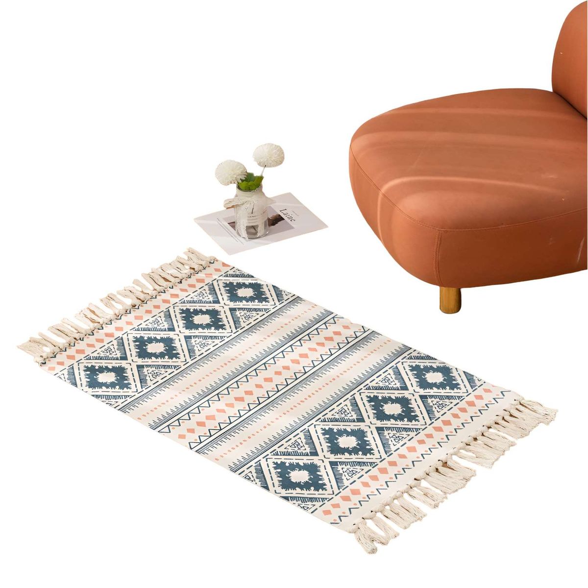 GENERICO - Set de 2 Alfombras de Lino 60x90 cm para Bajada de Cama  V15