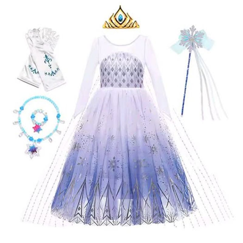 GENERICO - Set disfraz vestido lindo y accesorios Elsa ( 3 años )
