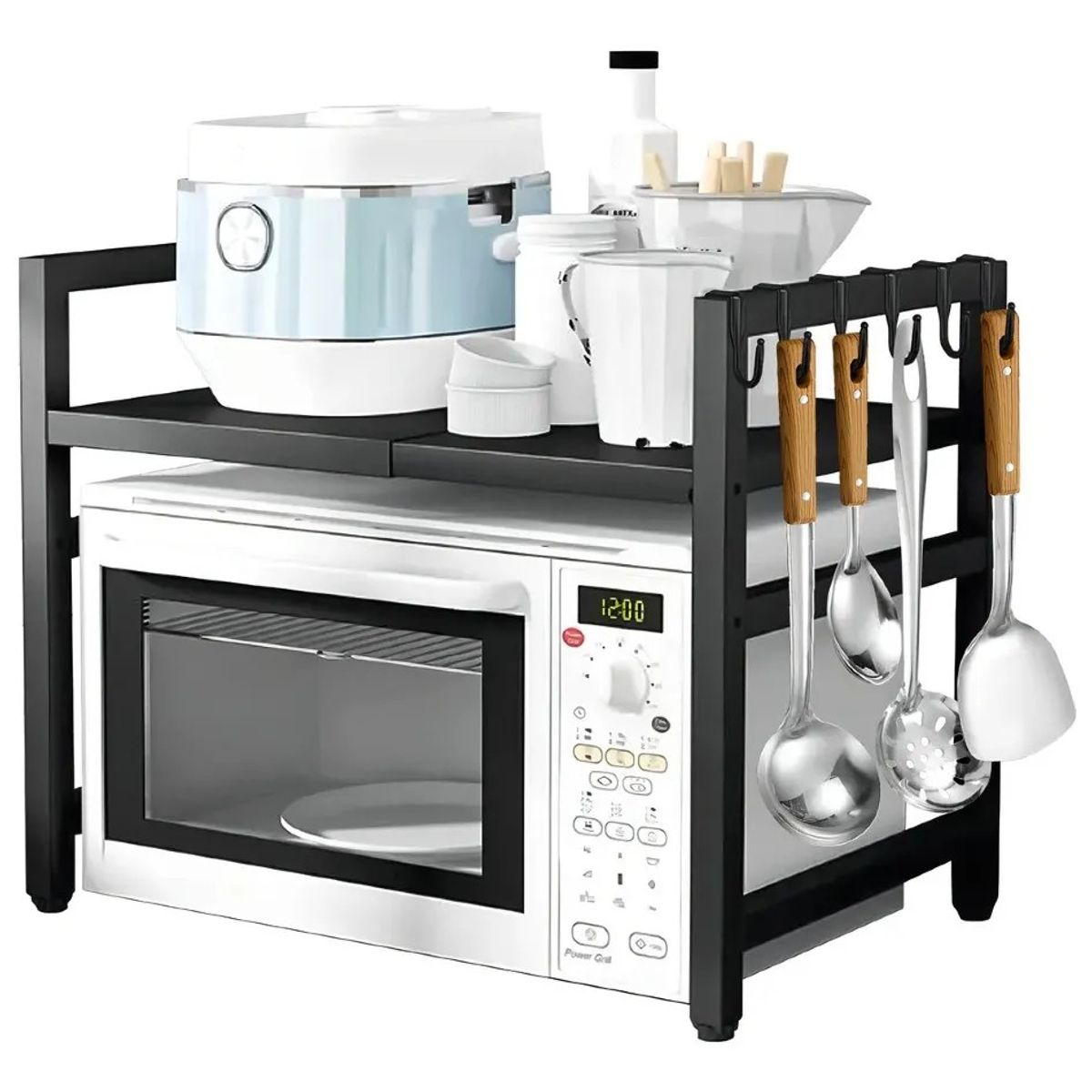 MUNDO MAGIA - Estante Repisa Extensible Horno Microondas Con Ganchos Rack