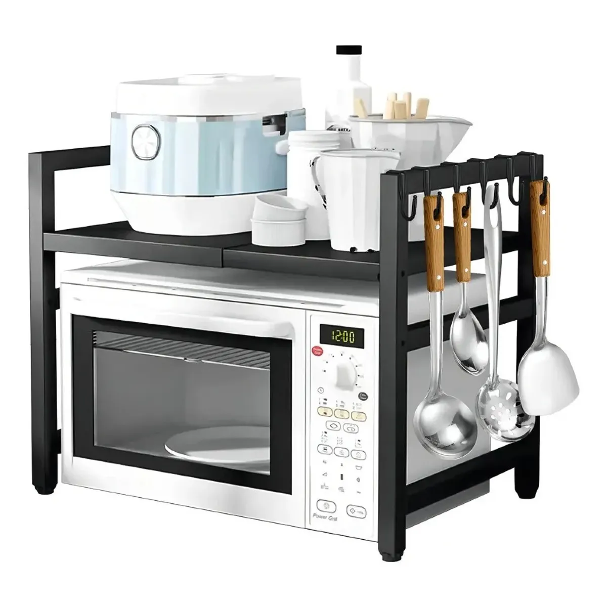 MUNDO MAGIA - Estante Repisa Extensible Horno Microondas Con Ganchos Rack