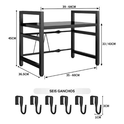 Imagen 2 del producto Estante Repisa Extensible Horno Microondas Con Ganchos Rack