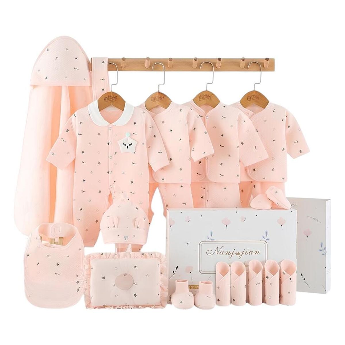 LUBABYCAS - Pack Ajuar Bebé Ropa 24 Piezas Rosado LuBabycas