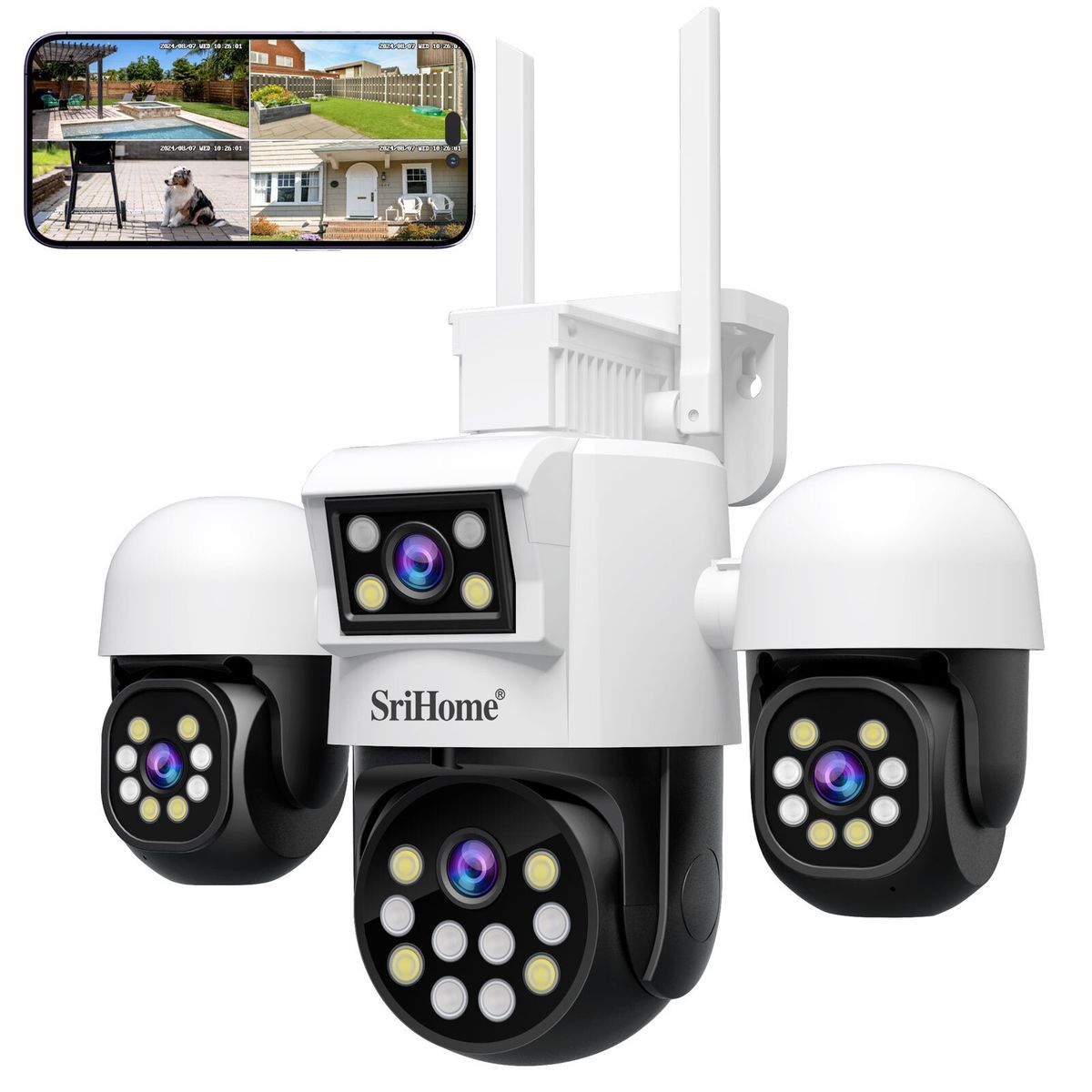 SRICAM - Camara IP PTZ 4 en 1 4x2mp 1080p h.265 Wifi Srihome SH069