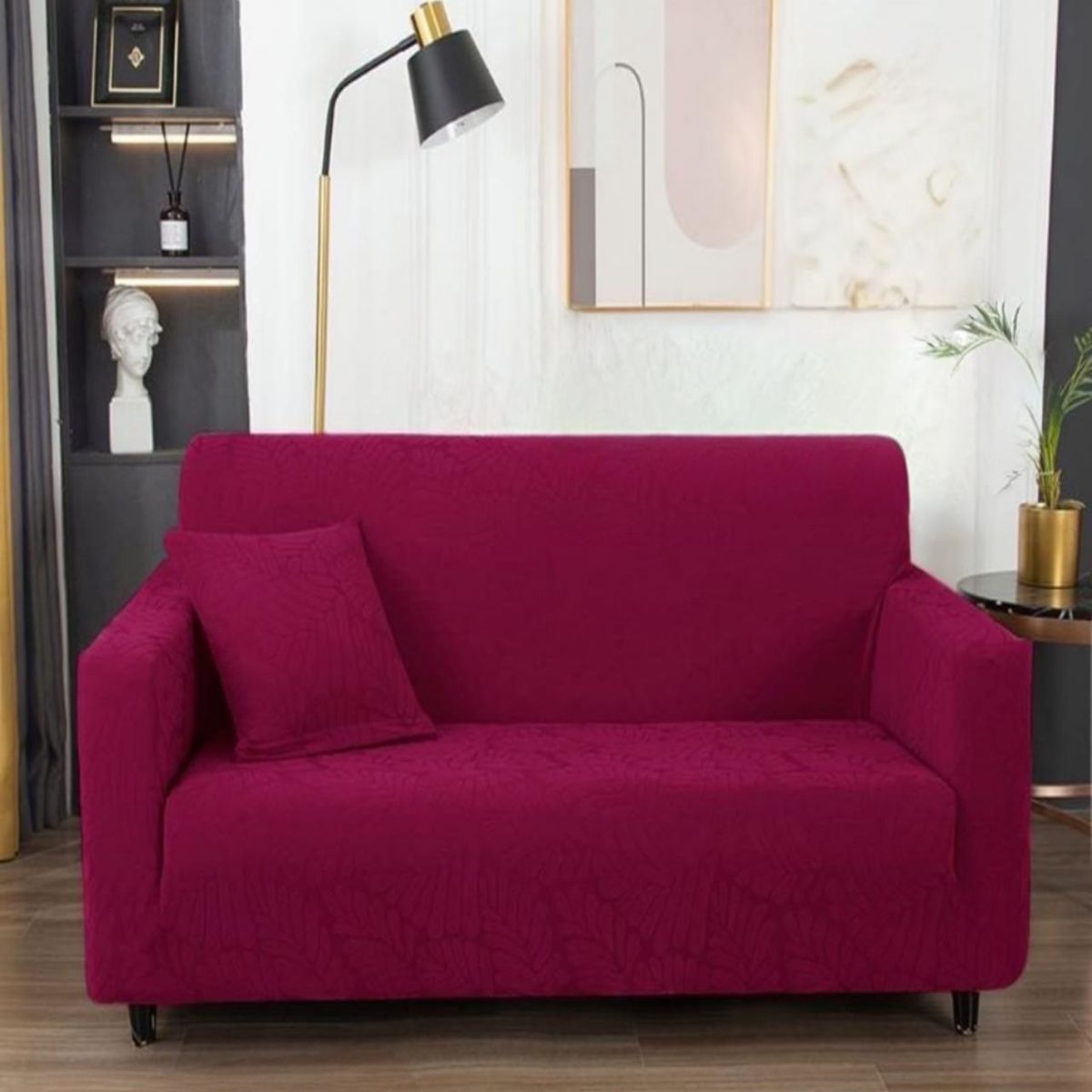 GENERICO - Funda Sofá 3 Cuerpos Texturizada Ajustable burdeo