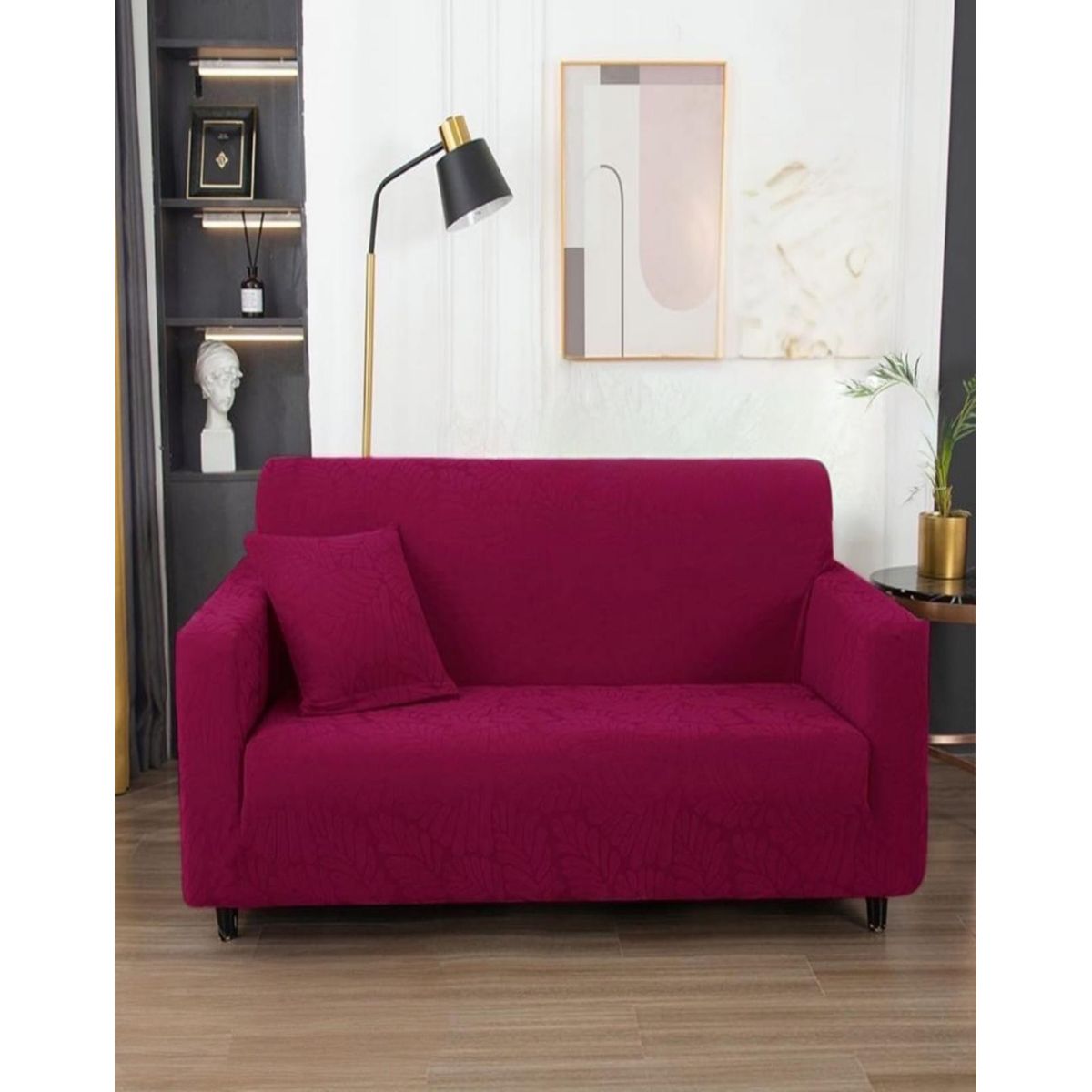 GENERICO - Funda Sofá 3 Cuerpos Texturizada Ajustable burdeo