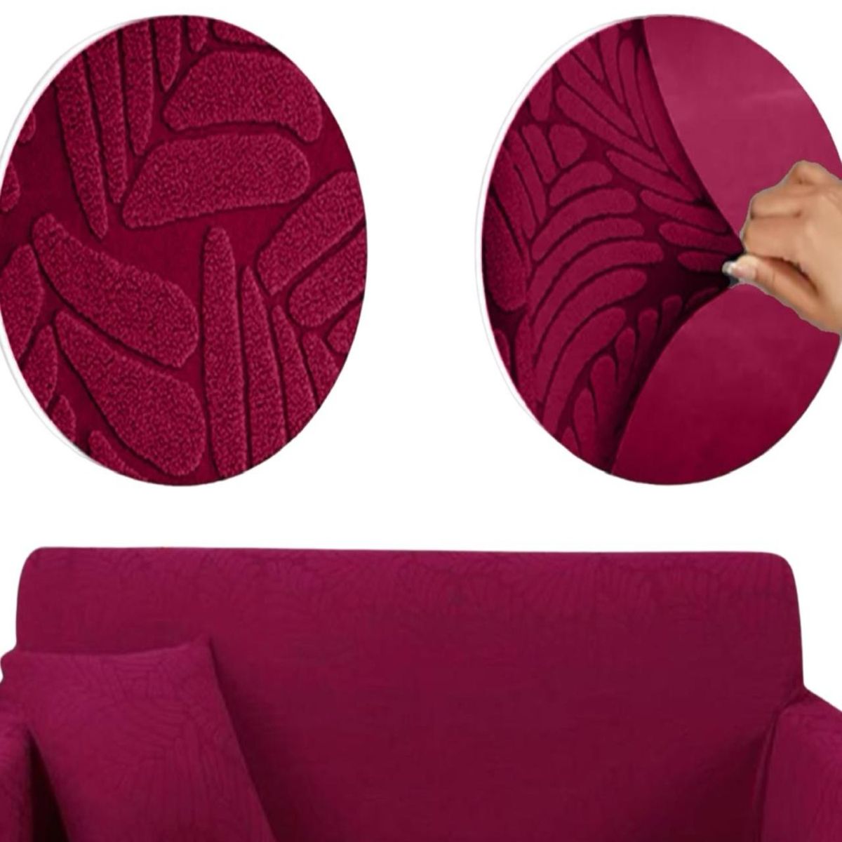 GENERICO - Funda Sofá 3 Cuerpos Texturizada Ajustable burdeo