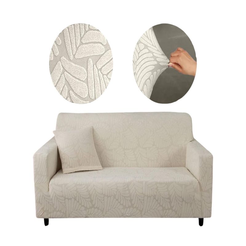 GENERICO - Fundas Sofá Texturizadas 3+1+1 Ajustable Estandar Beige Claro