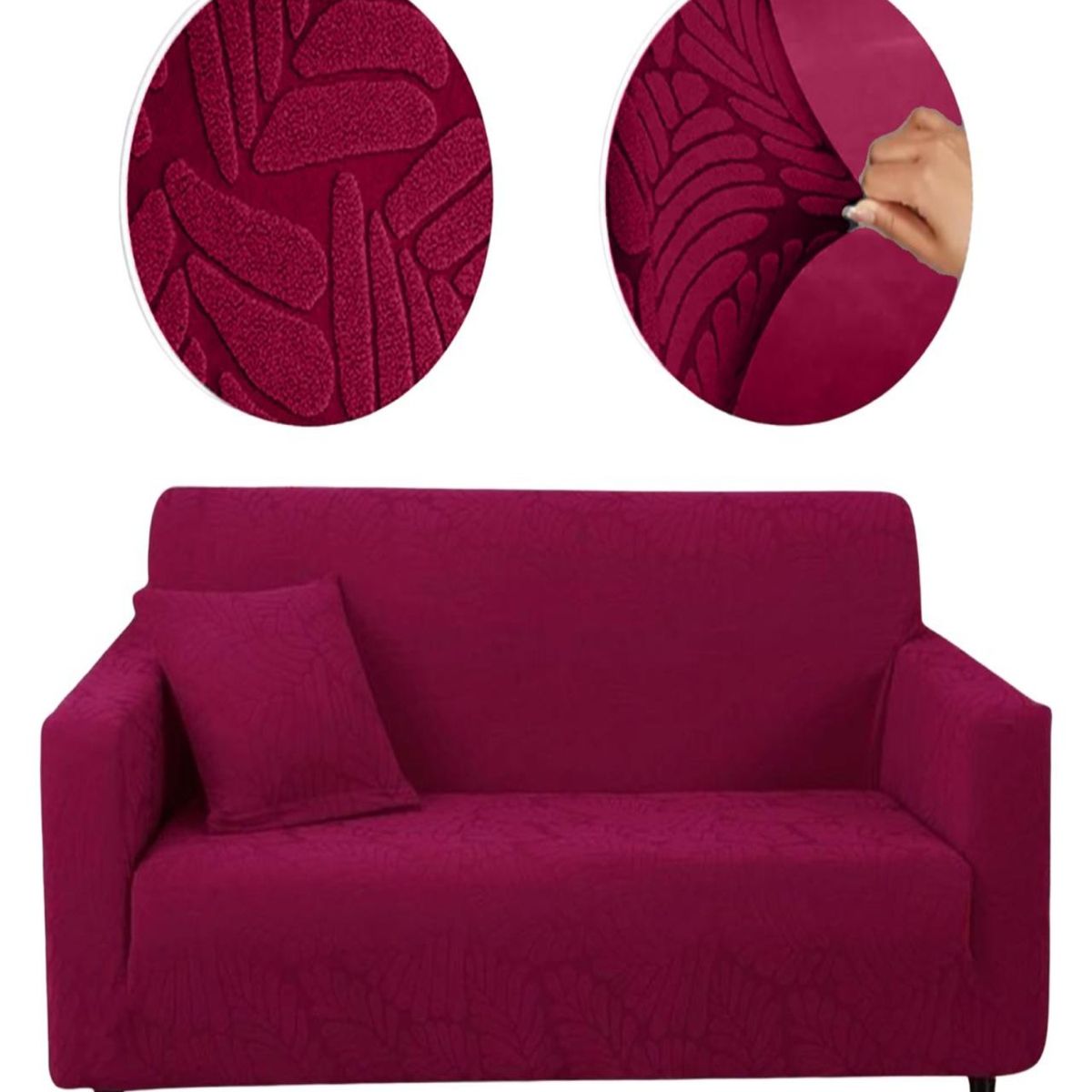GENERICO - Fundas Sofá Texturizadas 3+1+1 Ajustable Estandar Burdeo