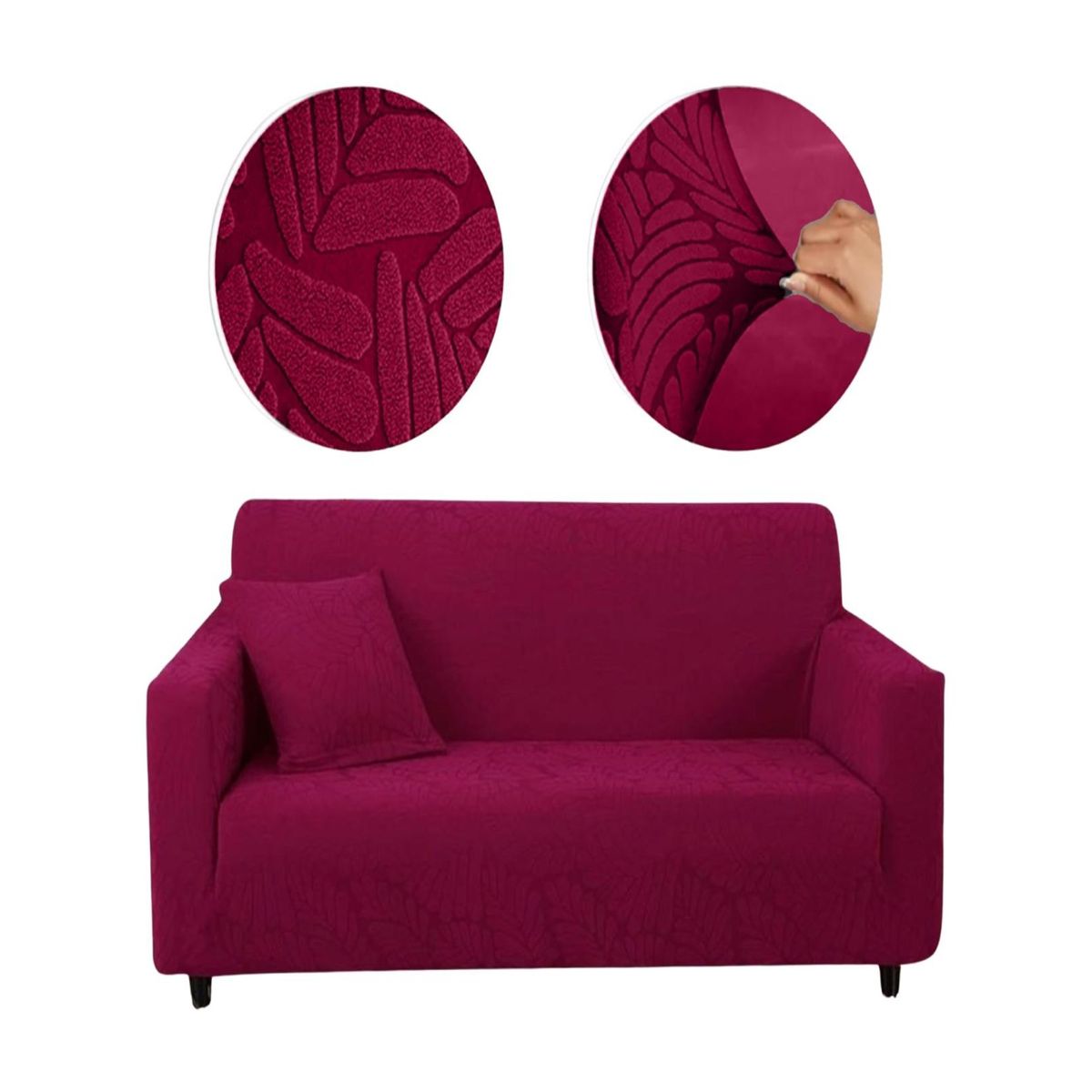 GENERICO - Fundas Sofá Texturizadas 3+1+1 Ajustable Estandar Burdeo