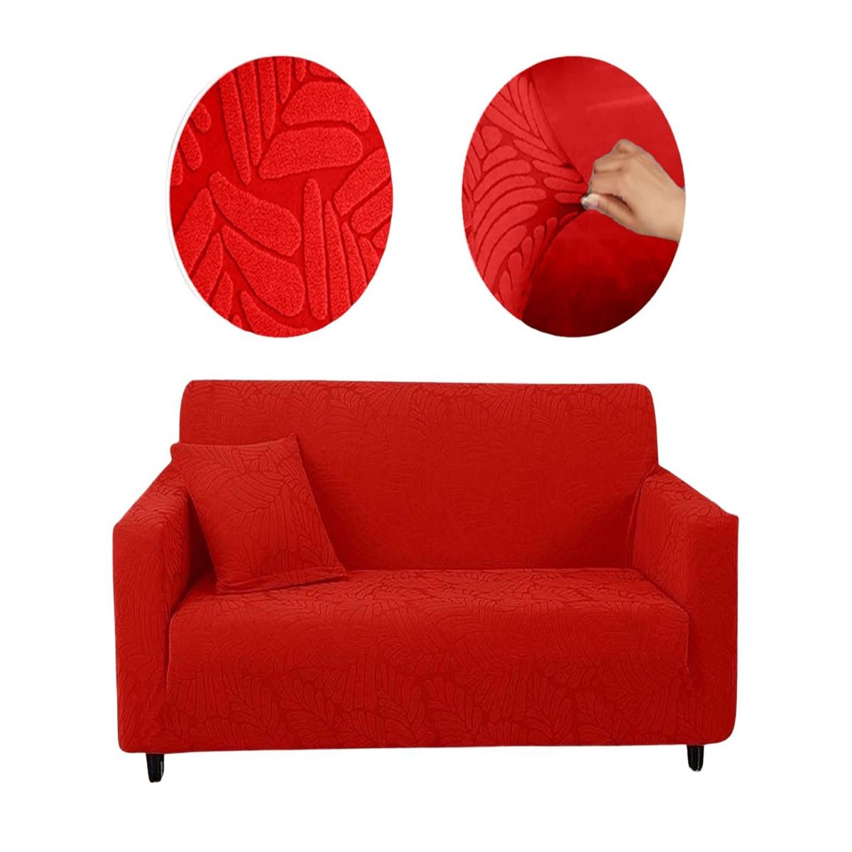 GENERICO - Fundas Sofá Texturizadas 3+1+1 Ajustable Estandar Rojo