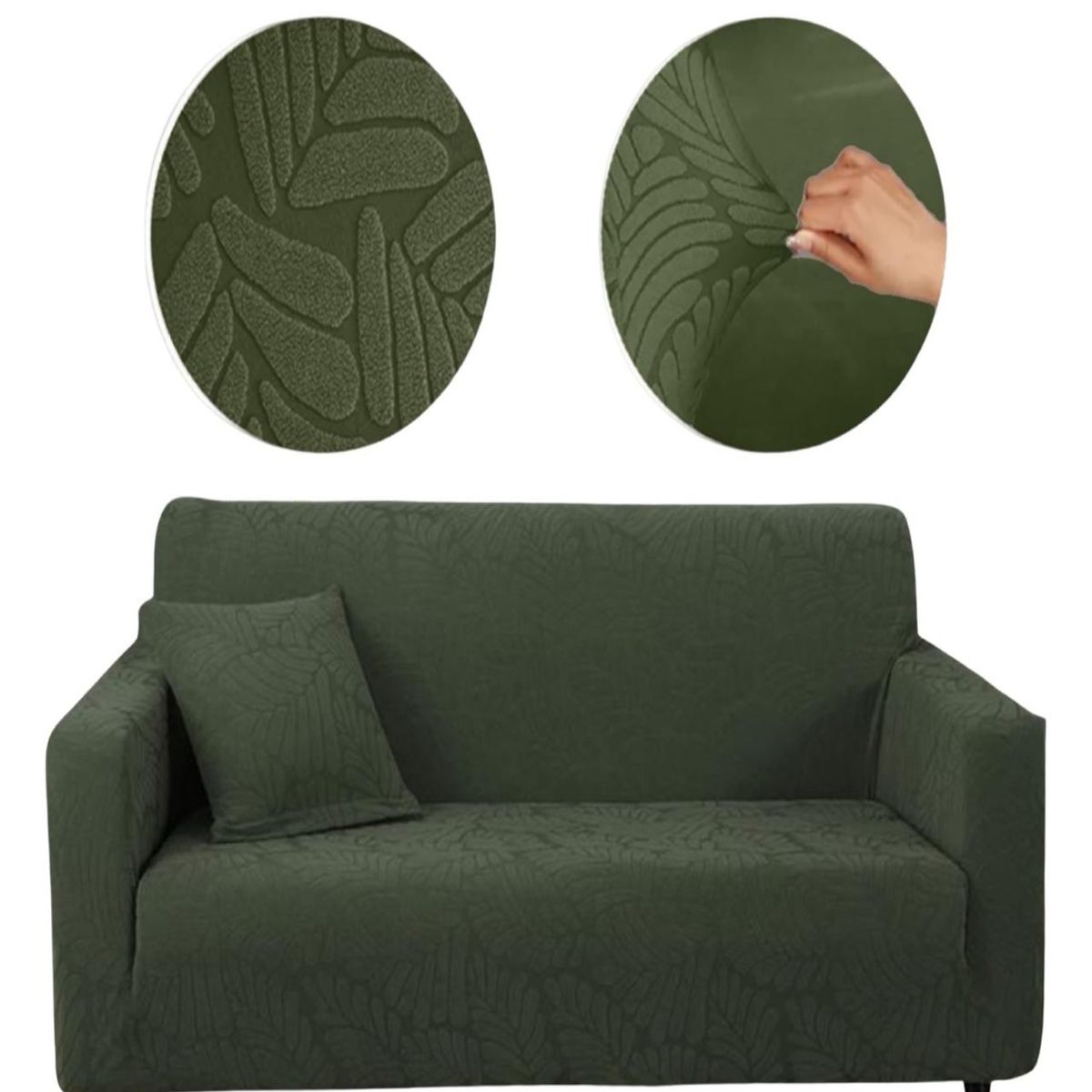 GENERICO - Fundas Sofá Texturizadas 3+1+1 Ajustable Estandar Verde Militar