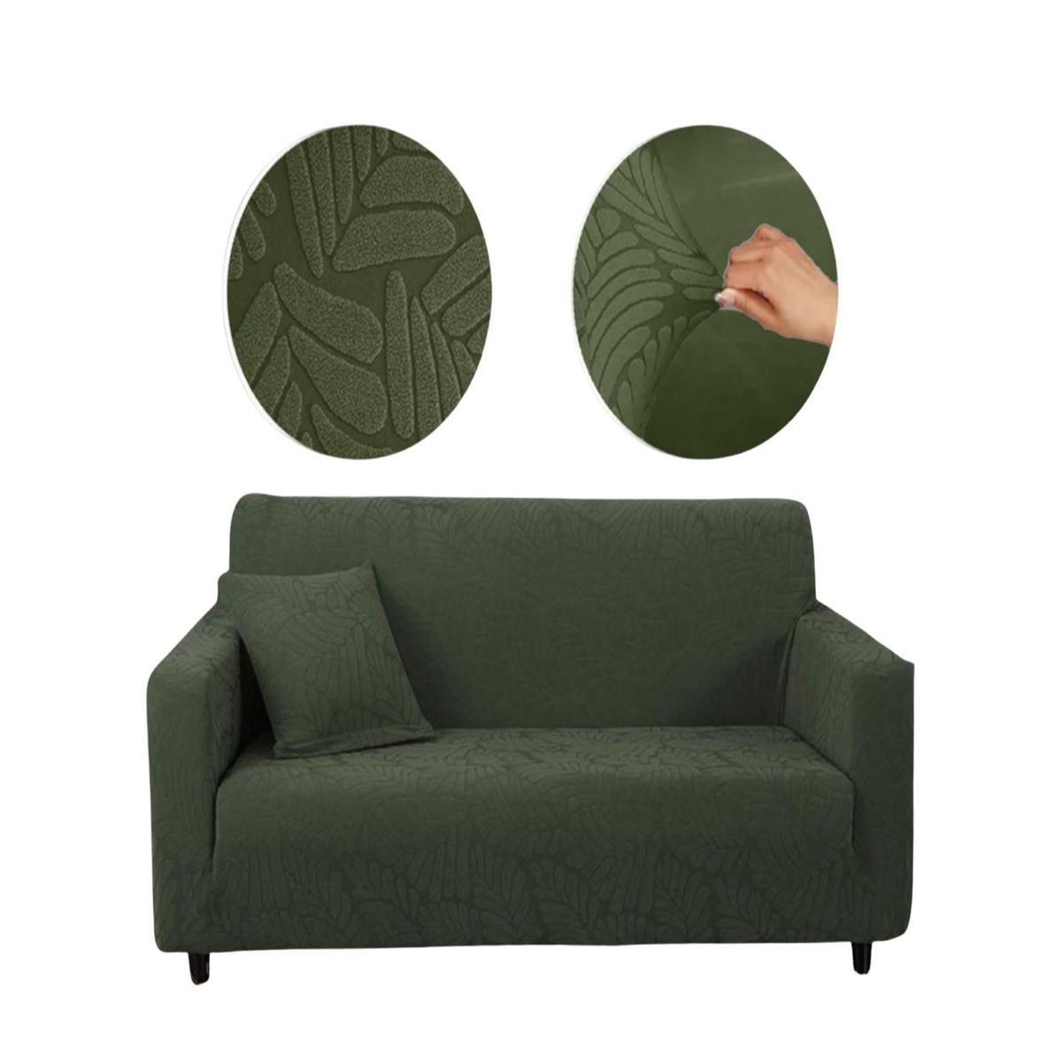 GENERICO - Fundas Sofá Texturizadas 3+1+1 Ajustable Estandar Verde Militar