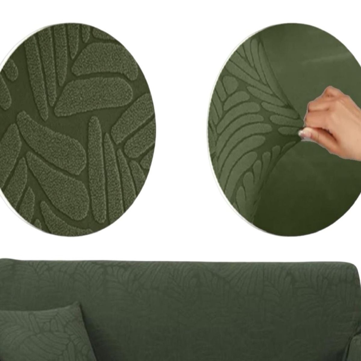 GENERICO - Fundas Sofá Texturizadas 3+1+1 Ajustable Estandar Verde Militar