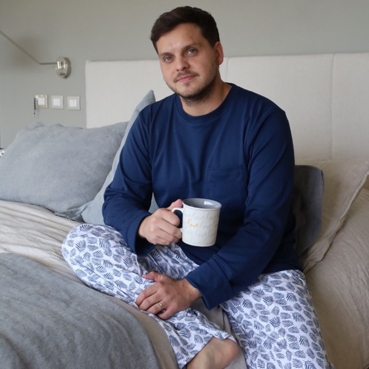 SIMPLY B - Pijama largo helechos azules hombre