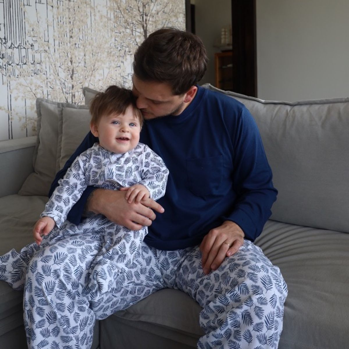 SIMPLY B - Pijama largo helechos azules hombre