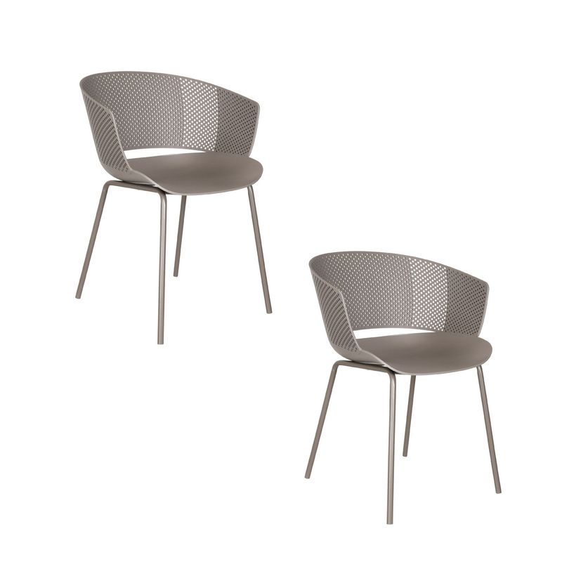 PLOS - Silla Comedor Cocina Pack x2 Capri Gris Taupé Plos