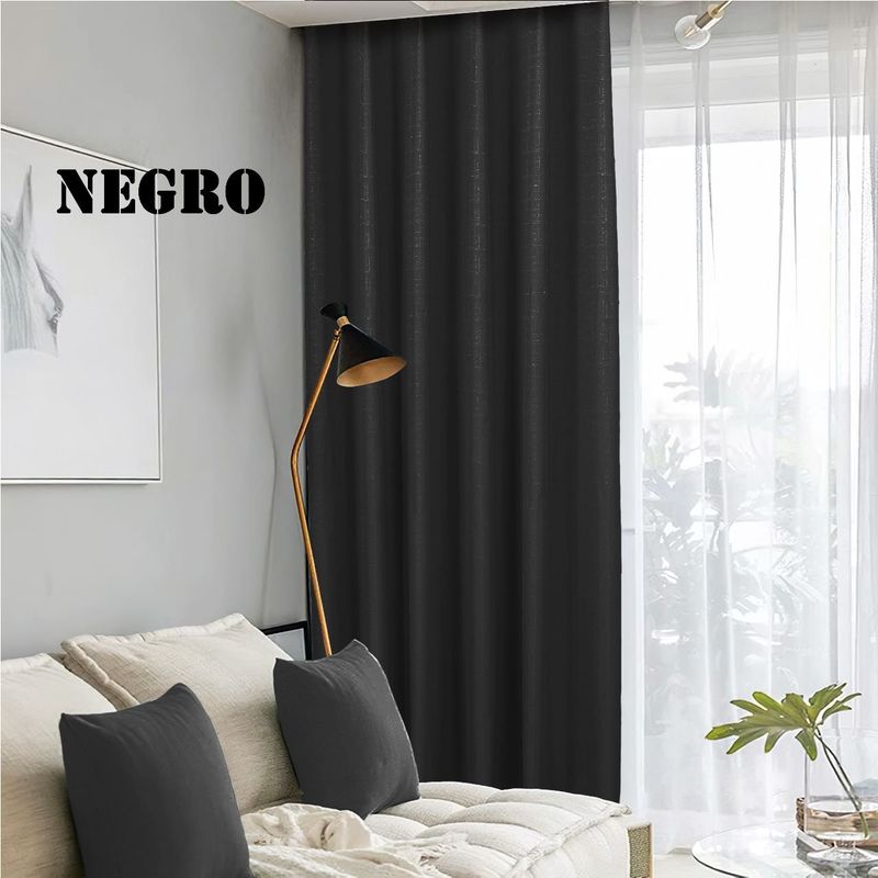 GENERICO - CORTINAS BLACKOUT ENGOMADA UNICOLOR NEGRO TF 2 PAÑOS 140X230CM C/U
