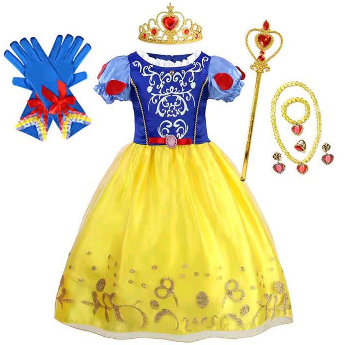 GENERICO - Set disfraz vestido lindo y accesorios talla 120 ( 4 años )