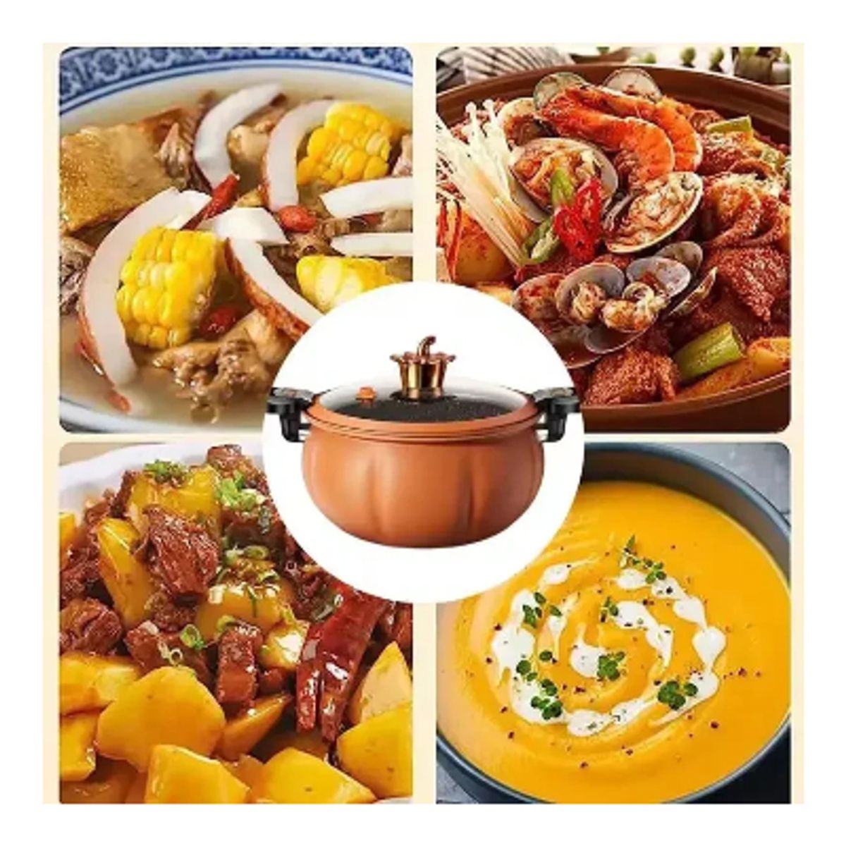 GENERICO - Olla De Micro Presión Para Cocina Antiadherente 7lt Naranja
