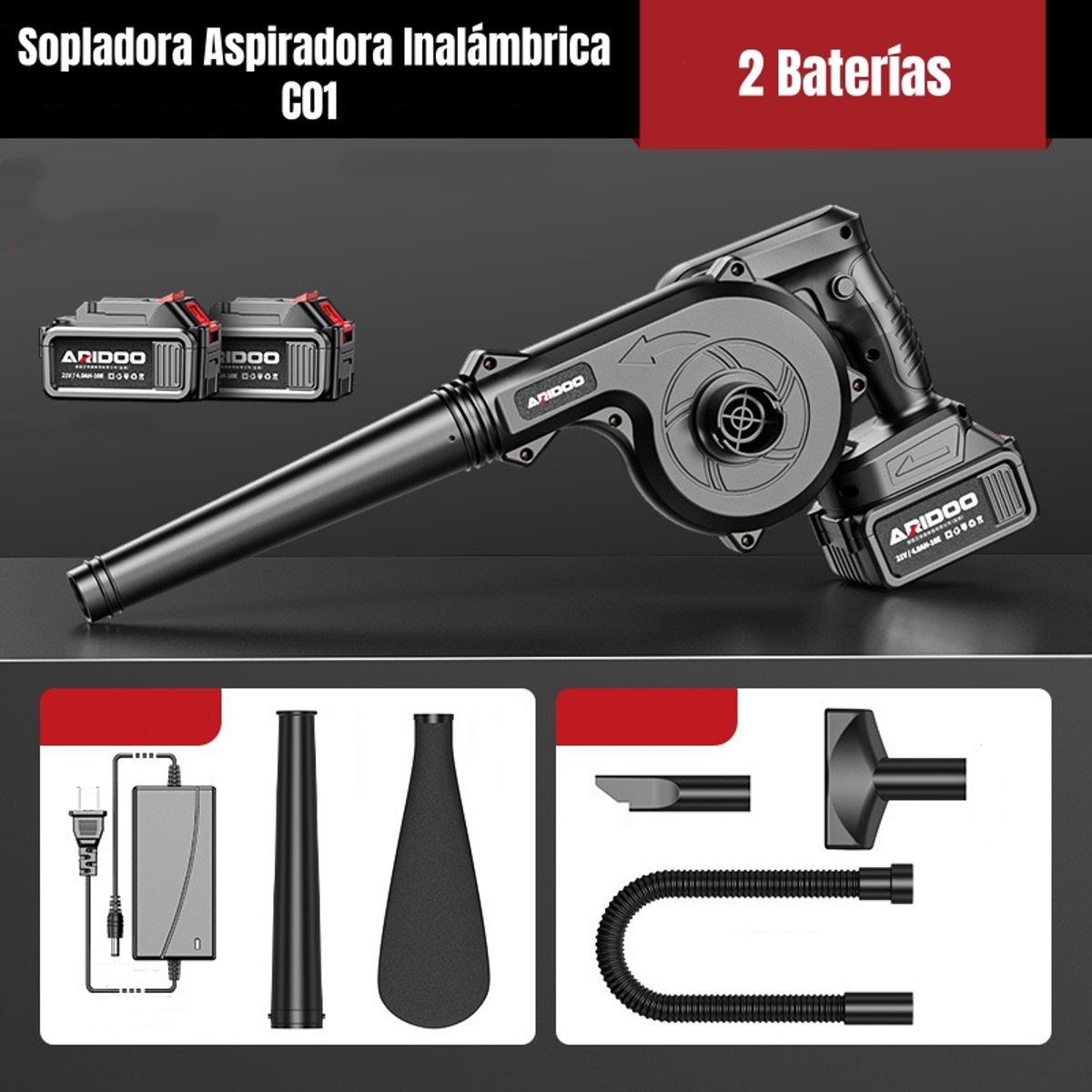 LUBABYCAS - Sopladora Aspiradora Inalámbrica 2 Baterías 21V C01